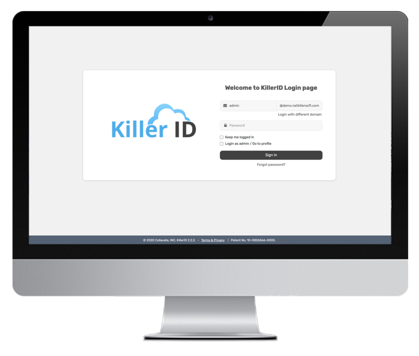 KillerId Login Page